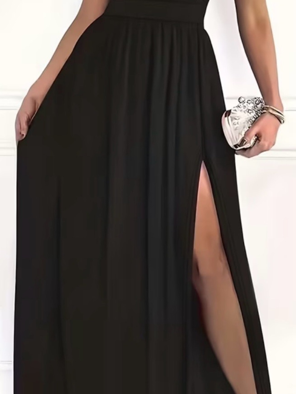 Black High-Slit Maxi Skirt - Unknown Brand